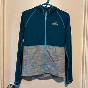 ROOTS KIDS TURQUOISE GREY HOODED LIGHT JACKET